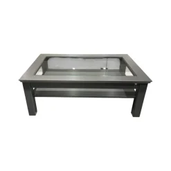 Musterring Couchtische|Couchtisch Korsika 8222 Platte Klarglas Gestell Lack Schiefergrau PG 2 Grau Füße Mit Rollen