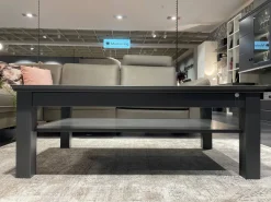 Musterring Couchtische|Couchtisch Korsika 8222 Platte Klarglas Gestell Lack Schiefergrau PG 2 Grau Füße Mit Rollen