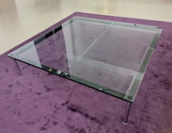 Cassina Couchtische|Couchtisch LC10-P Tischplatte Klarglas Gestell Stahl verchromt