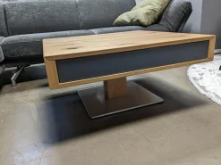 Team 7 Couchtische|Couchtisch Lift Eiche Wild Naturöl Lade Einseitig Farbglas Anthrazit Matt