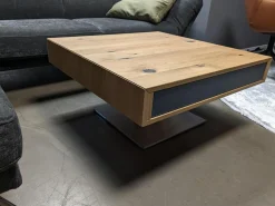 Team 7 Couchtische|Couchtisch Lift Eiche Wild Naturöl Lade Einseitig Farbglas Anthrazit Matt