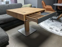 Team 7 Couchtische|Couchtisch Lift Eiche Wild Naturöl Lade Einseitig Farbglas Anthrazit Matt