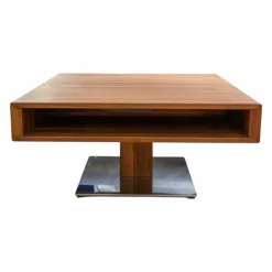 Team 7 Couchtische|Couchtisch Lift Nussbaum Natur Bodenplatte Stahl Verchromt Stufenverstellbar