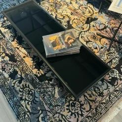 Rolf Benz Couchtische|Couchtisch Liv Platte Klarglas Unterseite Und Gestell Buche Verkehrsschwarz Matt Lackiert