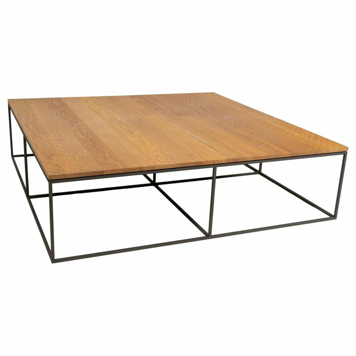 Linteloo Couchtische|Couchtisch Log II Platte Eiche Massiv Struktur Leicht Gesmoked Gestell Stahl Gestrahlt Schwarz