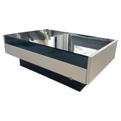 Loddenkemper Couchtische|Couchtisch Minos Parsolplatte Kristallgrau Auszüge Links Und Rechts Weiß