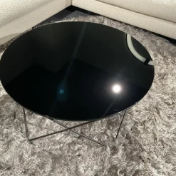 Christine Kröncke Couchtische|Couchtisch Moi Black Edition Platte Glas Schwarz Hinterlackiert Gestellt Stahl Schwarz Matt