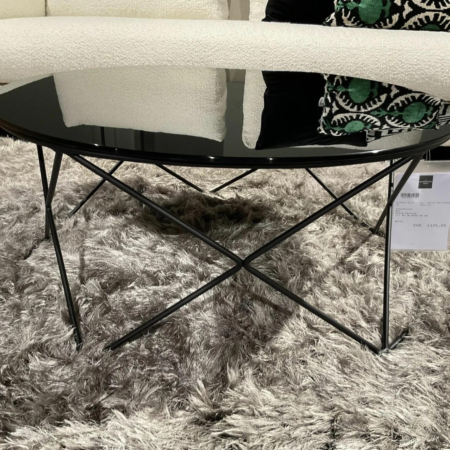 Christine Kröncke Couchtische|Couchtisch Moi Black Edition Platte Glas Schwarz Hinterlackiert Gestellt Stahl Schwarz Matt