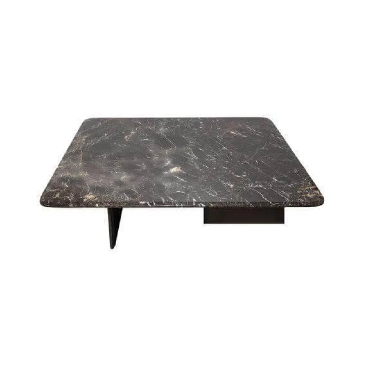 Poliform Couchtische|Couchtisch Mush Platte Stein St Laurent Schwarz Weiß Hochglanz Gestell Ulme Schwarz