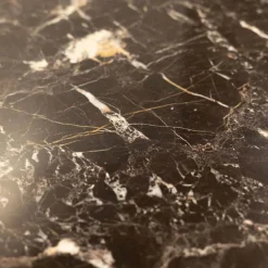 Poliform Couchtische|Couchtisch Mush Platte Stein St Laurent Schwarz Weiß Hochglanz Gestell Ulme Schwarz