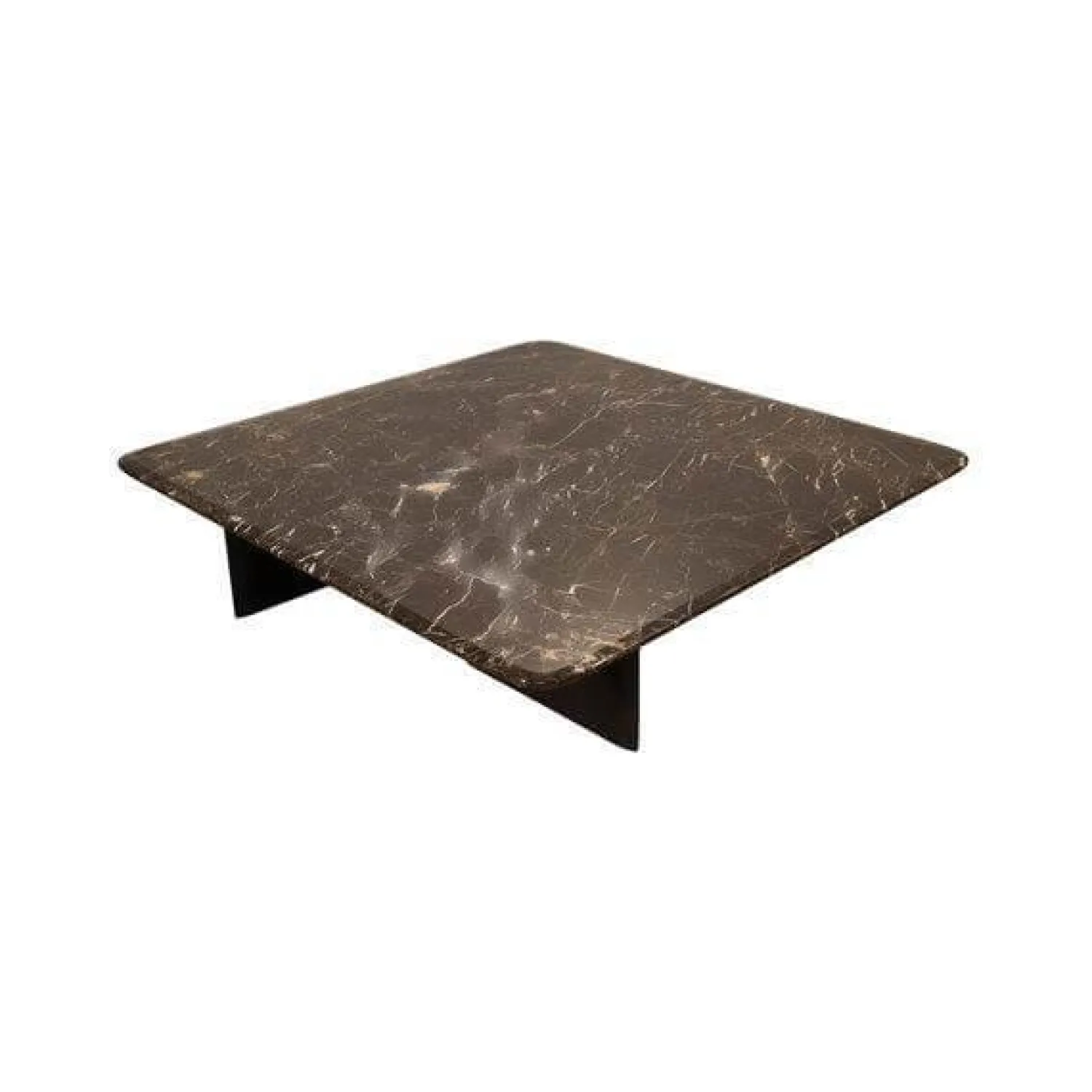 Poliform Couchtische|Couchtisch Mush Platte Stein St Laurent Schwarz Weiß Hochglanz Gestell Ulme Schwarz