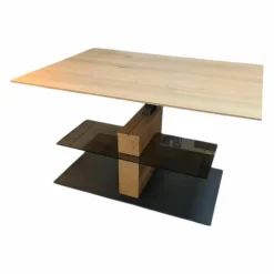 Hartmann Couchtische|Couchtisch Naturwerke Platte Kerneiche Natur Massiv Bodenplatte Anthrazit Lackiert Höhenverstellbar