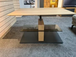 Hartmann Couchtische|Couchtisch Naturwerke Platte Kerneiche Natur Massiv Bodenplatte Anthrazit Lackiert Höhenverstellbar