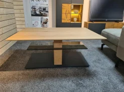 Hartmann Couchtische|Couchtisch Naturwerke Platte Kerneiche Natur Massiv Bodenplatte Anthrazit Lackiert Höhenverstellbar