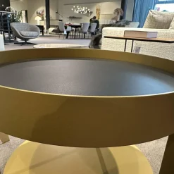 Draenert Couchtische|Couchtisch Night 1385 Platte MDF Lederbezogen 89001 Gestell Goldfarben Mit Zwischenablage