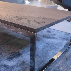 Paul Lindberg Couchtische|Couchtisch Patin Eiche Meteor Grau Lackiert Gestell Verchromt Glänzend