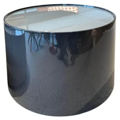 B&B Italia Couchtische|Couchtisch Planck Tischplatte Glas Geätzt Halbtransparent Korpus MDF Kaffee Schwarz Glänzend Lackiert