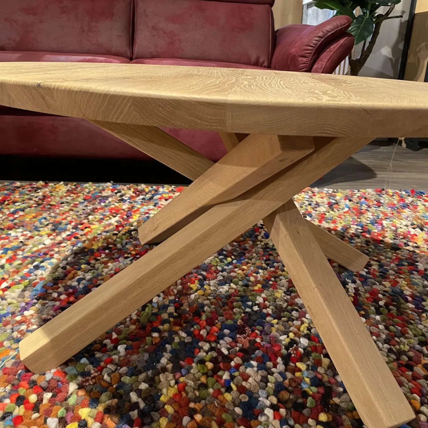 Wimmer Couchtische|Couchtisch Signatura Rustikaler Asteiche Bianco Geölt Mit Kreuzgestell Ohne Deko