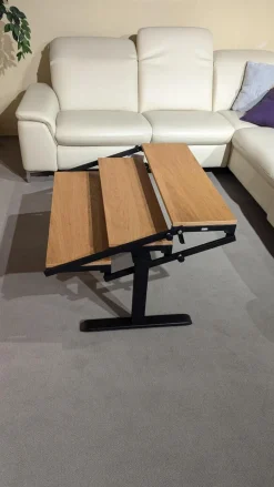 Vierhaus Couchtische|Couchtisch SW0900WESW Tischplatte Wildeiche Furniert Gestell Schwarz Lackiert Position Arretierbar