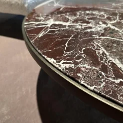 Papadatos Couchtische|Couchtisch Symi Platte Marmor Rosso Levanto Rot Weiß Gestell Stahl Schwarz Pulverbeschichtet