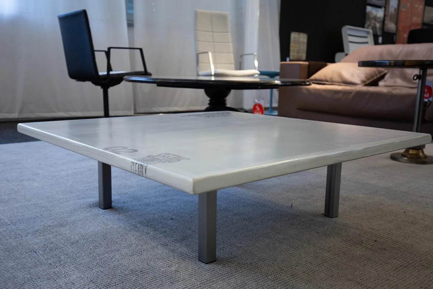 Baxter Couchtische|Couchtisch Table-Au Platte Hellgrau Gestell Silber