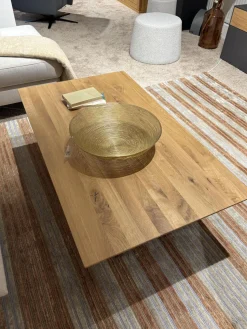 Natura Couchtische|Couchtisch Tucson Platte Wildeiche Massiv Geölt Bodenplatte Metall Schwarz