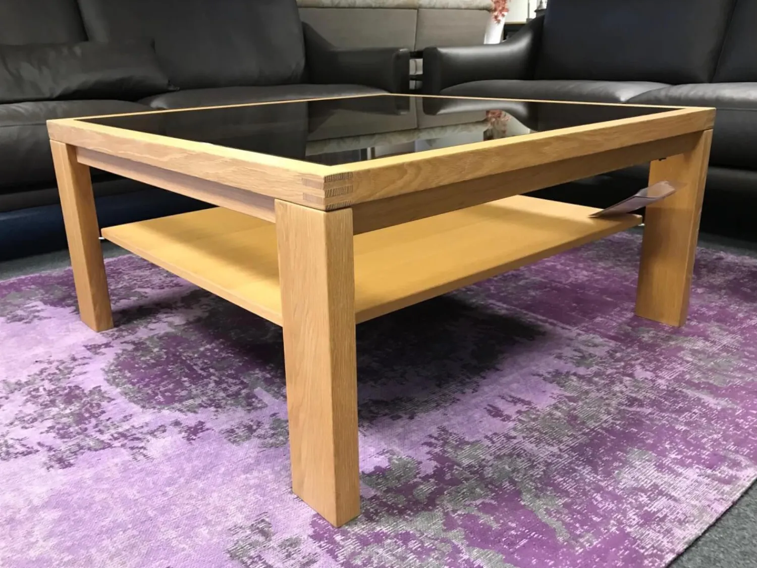 Decker Couchtische|Couchtisch Venta In Eiche Massiv Bianco Geölt Mit Bronzeglanseinlage Und Holzablageplatte In Tischlerplatte Furniert