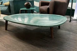 Baxter Couchtische|Couchtisch Vietri Tischplatte Marmor Türkis Gestell Esche Gefärbt Nussbaumfarbig