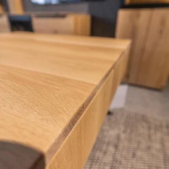 WK Wohnen Couchtische|Couchtisch WK 490 Baristo Asteiche Bianco Rillenoptik Mit Liftfunktion Und Schubkästen