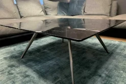 Flexform Couchtische|Couchtisch Zefiro Platte Marmor Nero Marquina Poliert Schwarz Gestell Metall Satiniert Schwarz