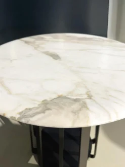 Janua Couchtische|Couchtischset BC09 Tischplatte Eiche Schwarz Gebeizt Und Maramor Calacatta Veneto Weiß Beige Mit Kieselkante Gestell Aluminium Elioxiert Bronze Schwarz