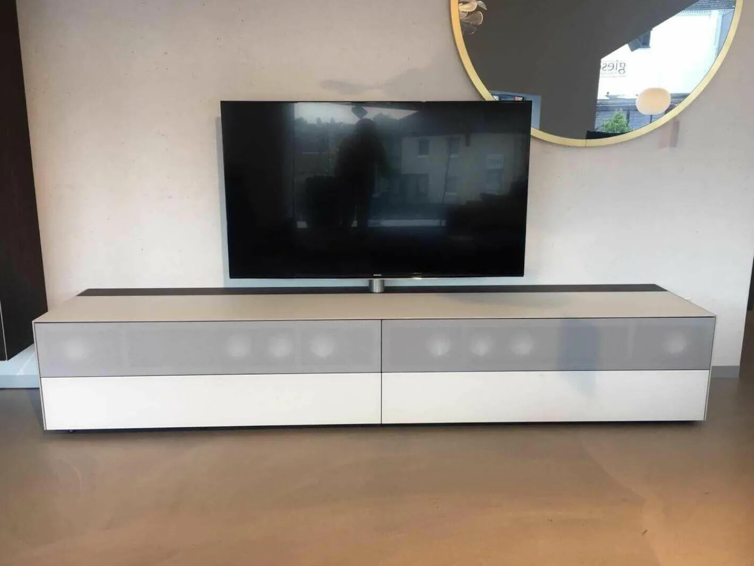 Spectral Smart Furniture Kommoden & Sideboards|Dolby Surround Lowboard Ameno Glas Matt Weiß mit 2 Hängeelementen