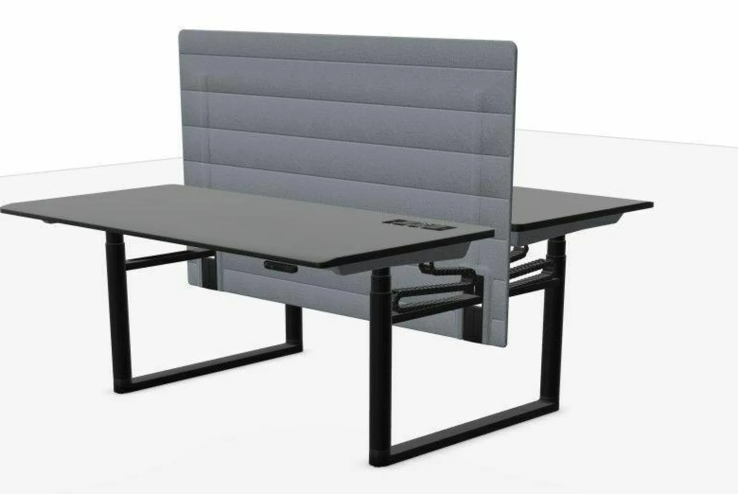 Vitra Schreibtische & Sekretäre|Doppelarbeitsplatz Tyde Cluster Höhenverstellbar Tischplatte MDF Pulverbeschichtet Basic Dark