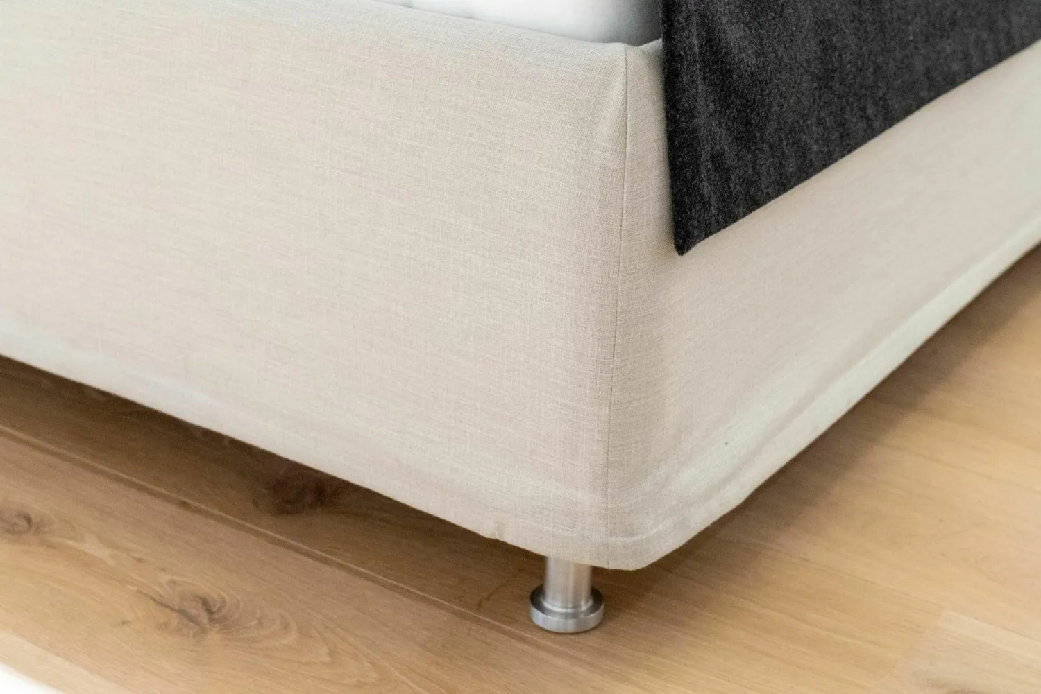 Schramm Polsterbetten|Doppelbett Gala GA28-S-3B Stoff Max 220 Beige Uni Fuss MS 20 Alu Matt Ohne Matratze Und Untermatratze