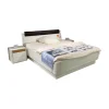 Hülsta Polsterbetten|Doppelbett Multi Bed 4271 Lack Weiß Aufsatzpolster Leder 5126 Mocca Braun Mit Konsolen Und Beleuchtung Ohne Matratze Und Lattenrost