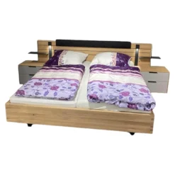 Natura Ganze Schlafzimmer|Doppelbett Scottsdale Wildeiche Soft Gebürstet Lack Samtgrau Grau Ohne Matratzen Lattenrost sowie Dekkoration