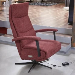 Activineo Relaxsessel|Drehsessel Beppo Stoff Lugo 31 Marsala Rot Armlehne Metall Schwarz Kreuzfuß Metall Schwarz