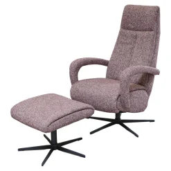 Activineo Relaxsessel|Drehsessel Boss Mit Hocker Stoff Oasis 205 Cabarnet Kreuzdrehfuß Metall Schwarz