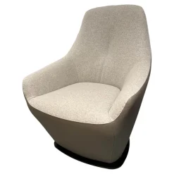 Leolux Relaxsessel|Drehsessel Cantate 682 101 Innen Stoff Divina Melange 2 220 Grau Außen Leder Ceras Brindle 2110 Beige