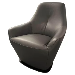 Leolux Relaxsessel|Drehsessel Cantate 682 101 Leder Senso 3906 Ombra Anthrazit Stahlfuß Epoxy Nut Schwarz Mit Memospindel