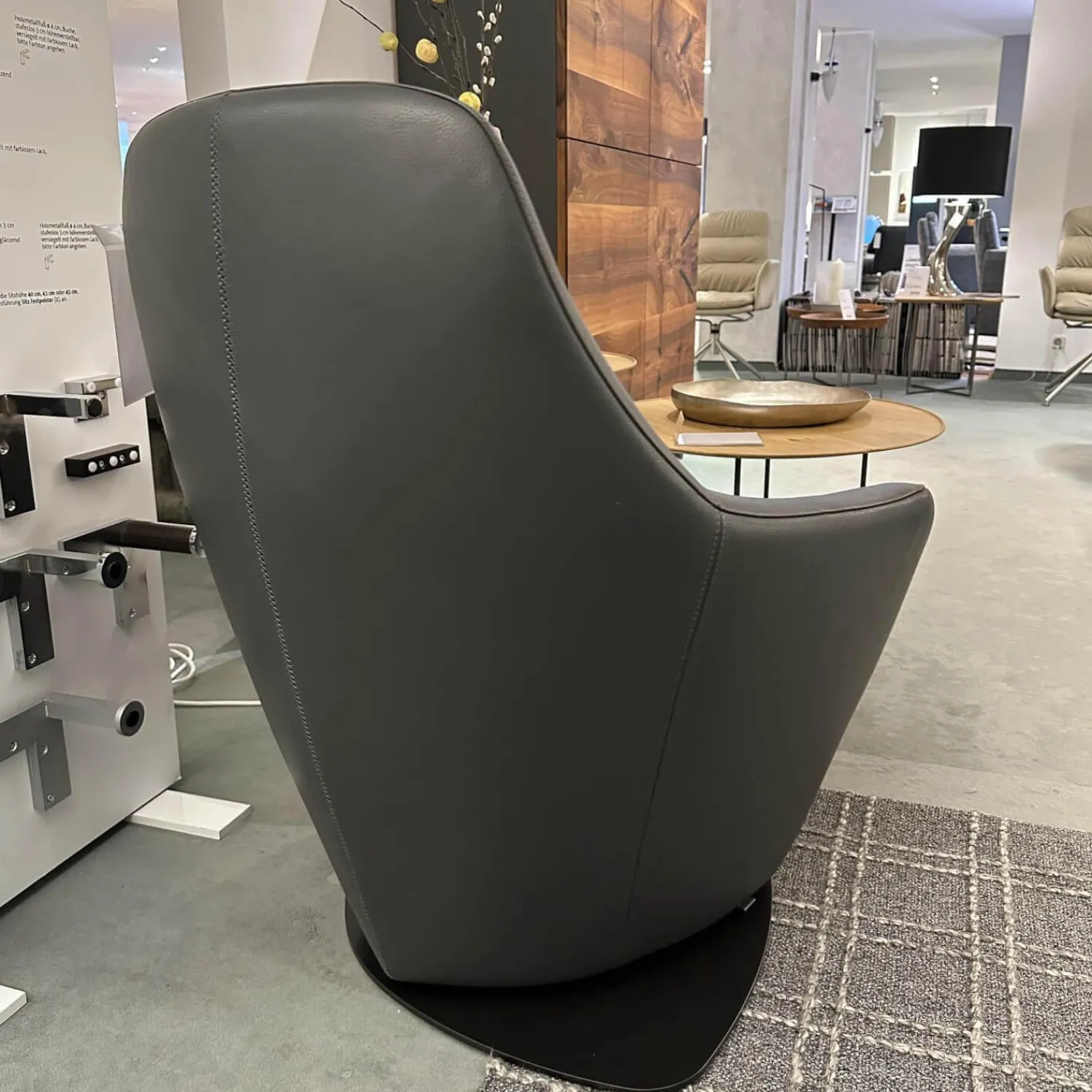 Leolux Relaxsessel|Drehsessel Cantate 682 101 Leder Senso 3906 Ombra Anthrazit Stahlfuß Epoxy Nut Schwarz Mit Memospindel
