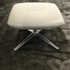 Leolux Relaxsessel|Drehsessel Caruzzo Leder Ceras Brindle Außen Stoff Prairie Weiß mit Hocker