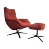 COR Loungesessel|Relaxsessel|Drehsessel dia Lounge Stoff 80 8189 Rostrot Rot Fußkreuzgestell Lack F05 Schwarz Inklusive Hocker