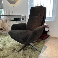 COR Relaxsessel|Drehsessel dia Stoff 8144 Braun-Grün Gestell F01 Schwarzbraun