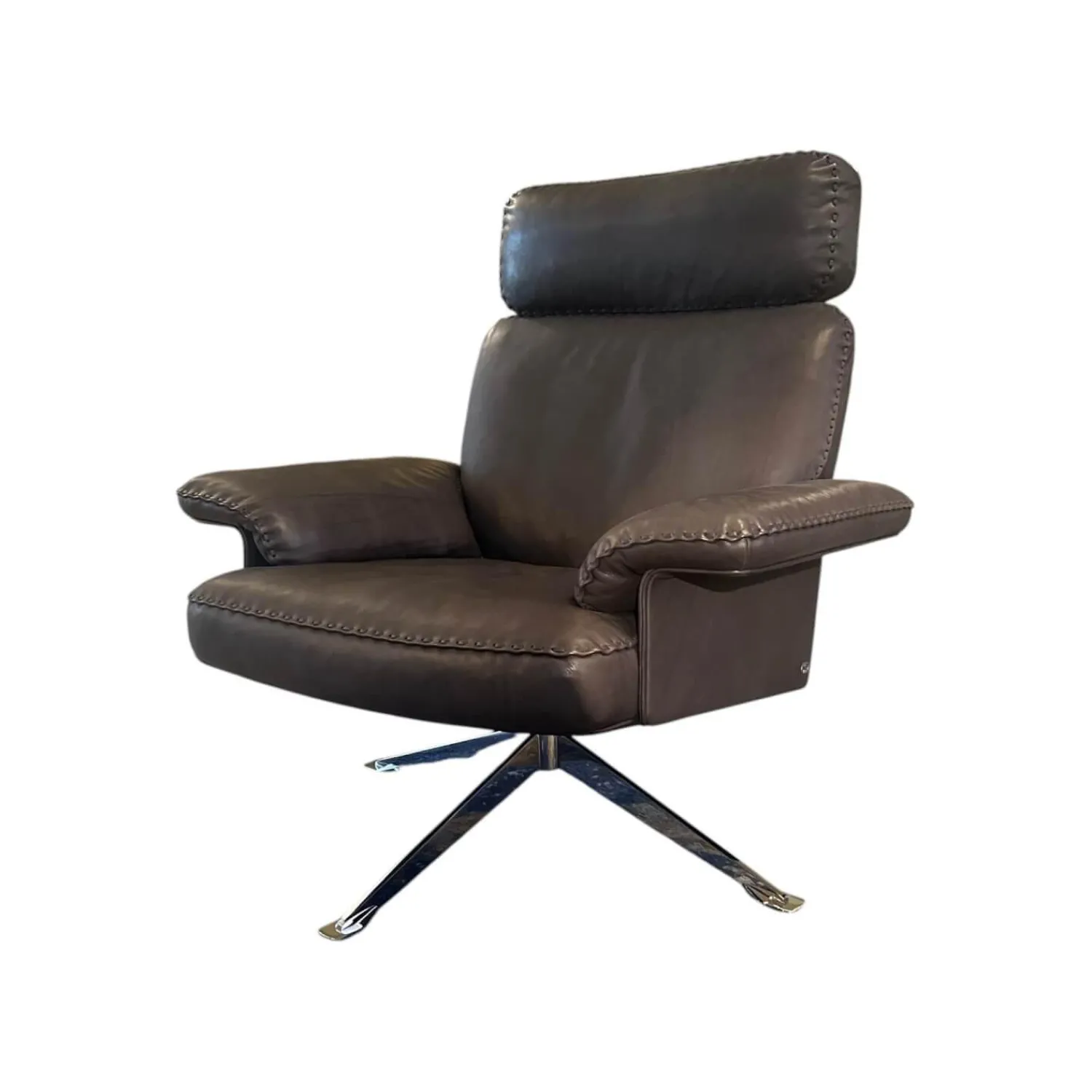 De Sede Relaxsessel|Drehsessel DS 31 311 Leder Naturale Espresso Braun 5 Sternfuß Stahl Verchromt