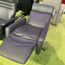 Steinpol Relaxsessel|Drehsessel EM Salo Leder Levita Anthrazit Sternfußgestell Schwarz Matt Lackiert