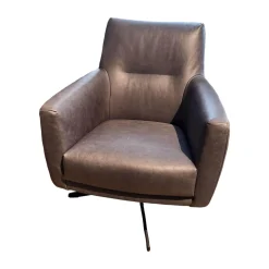 Comfort Republic Loungesessel|Drehsessel Klier Concept No 03 Niedrig Leder Grey PG L30 Grau Kreuzfuß Metall Schwarz