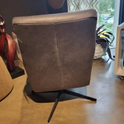 Comfort Republic Loungesessel|Drehsessel Klier Concept No 03 Niedrig Leder Grey PG L30 Grau Kreuzfuß Metall Schwarz