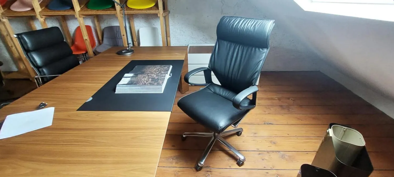 Wilkhahn Bürostühle|Drehsessel Modus 284 81 Leder 74 Schwarz 99 Gestell Aluminium Poliert Mit Rollen