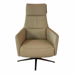 DFM Relaxsessel|Drehsessel Possitano Relax M Leder L30 Safari Beige Sternfuß Metall Schwarz Mit Herz Waage Funktion